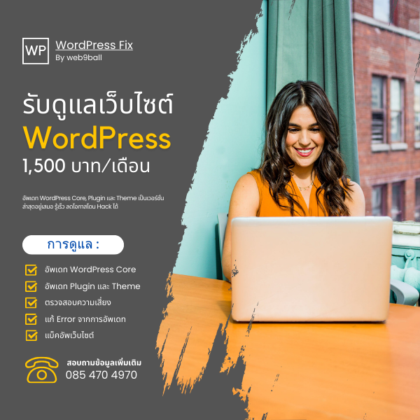 ดูแลเว็บไซต์ WordPress 1500 บาท/เดือน